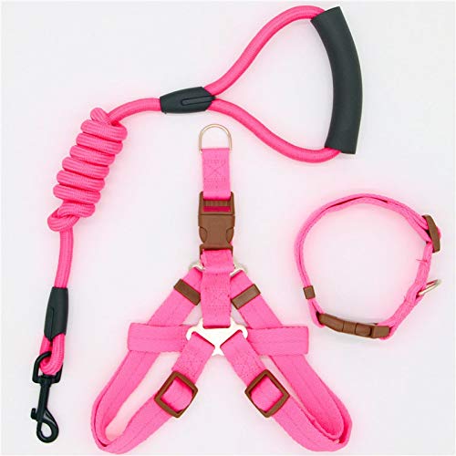 YFCTLM Hundeleine Hundeleine aus Nylon Hundeleine for Hund & Katze Laufen oder Training Collar und Harness () 1.2m (Color : PINK, Size : S 30 45cm Chest) von YFCTLM