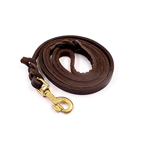 YFCTLM Hundeleine Shepherd Lederseil golden Hauptschicht mit Kuhhaut Pull großen Hund Zugseil Außen Zuggurt Hundelederner Seil Leder (Länge: 75-260cm, Breite: 1,2 cm) (Size : 1.2x170cm) von YFCTLM