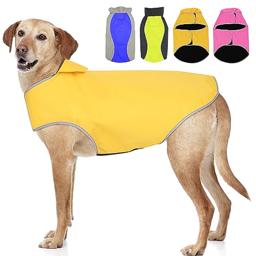 Hunde-Regenmantel, leicht, verstellbare Hundeweste, reflektierende Haustierjacke, warmes Hundetuch für große Hunde, Gelb, Größe M von YFbrite