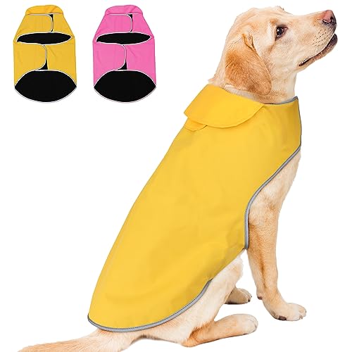 Hunde-Regenmantel, leicht, verstellbare Hundeweste, reflektierende Haustierjacke, warmes Hundetuch für große Hunde, Gelb, Größe XL von YFbrite