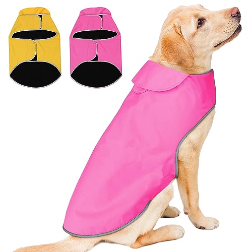 Hunde-Regenmantel, leicht, verstellbare Hundeweste, reflektierende Haustierjacke, warmes Hundetuch für große Hunde, Rosa, Größe L von YFbrite