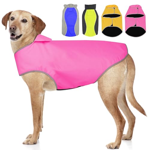 Hunde-Regenmantel, leicht, verstellbare Hundeweste, reflektierende Haustierjacke, warmes Hundetuch für große Hunde, Rosa, Größe S von YFbrite