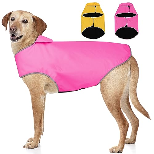 Hunde-Regenmantel, leicht, verstellbare Hundeweste, reflektierende Haustierjacke, warmes Hundetuch für große Hunde (Rosa, XL) von YFbrite