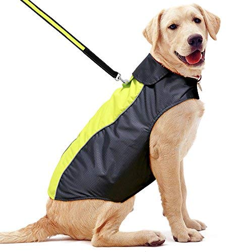 Hundemäntel Wasserdicht-Leichter Hunde-Regenmantel Verstellbare Hundeweste Reflektierende Haustierjacke Warmes Hundetuch für Kleine Mittlere Große Hunde (Grün, X-Large) von YFbrite