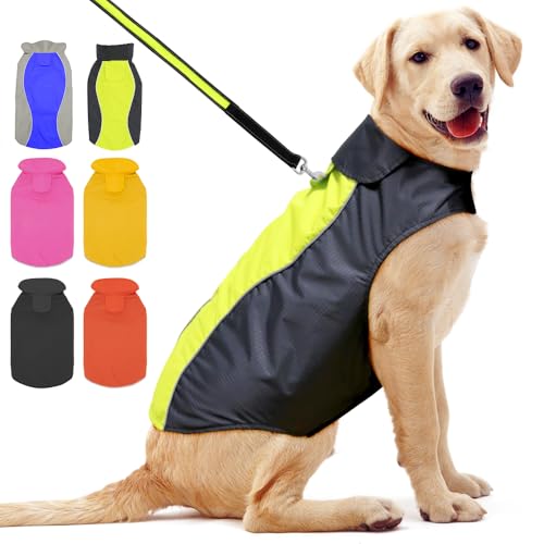 Hunde-Regenmantel, leichter Hunde-Regenmantel, wasserdicht, wasserdicht, Hunde-Regenjacke, Hundegeschirr, groß, Hundejacke, warmes Hundetuch (grün, groß) von YFbrite