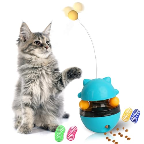 Katzenspielzeug Selbstbeschäftigung Interaktives 3 In 1 Katzen Spielzeug Katzenfutterspender Toys Tumbler Katzenspielzeug Katze Leckerlis BäLle Mit Katzen Feder Neckerei Stock FüR Fütterungstraining von YGACHE