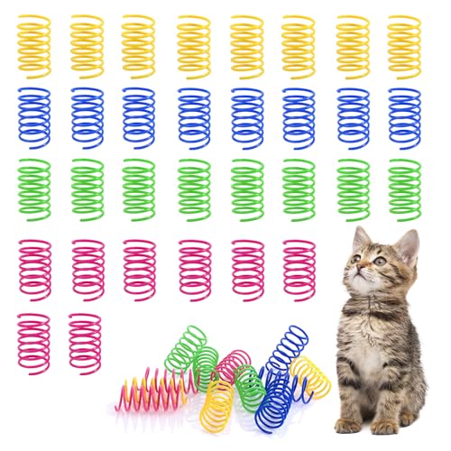 YGACHE Katze Spielzeug Spring Spirale Katzenspielzeug 32 StüCke Buntes Buntes FrüHling Kunststoff Spiralen Katze Interaktives Katzenspielzeug Anzug FüR Katzen KäTzchen Haustiere Jagen von YGACHE