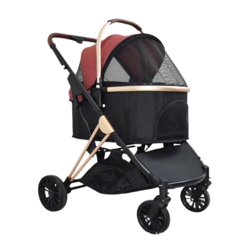 Hunde Kinderwagen Abnehmbarer 3-in-1-Kinderwagen for Haustiere, Katzen- Und Hundewagen, Kinderwagen for Haustierausflüge, Katzenwagen Katzen Kinderwagen(Red) von YGDYFDC