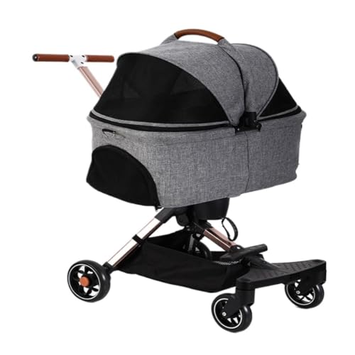 Hunde Kinderwagen Der Kinderwagen for Haustiere ist leicht, klein und mittelgroß, faltbar, abnehmbar und leicht for Reisen im Freien Katzen Kinderwagen(G) von YGDYFDC