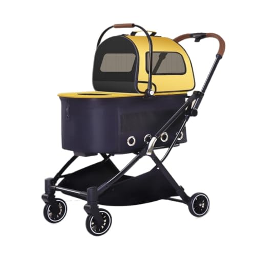 Hunde Kinderwagen Haustier-Kinderwagen, Automatischer Klapp-Doppelschicht-Haustier-Kinderwagen, Abnehmbarer Haustier-Kinderwagen, Leichter Haustier-Kinderwagen Katzen Kinderwagen von YGDYFDC