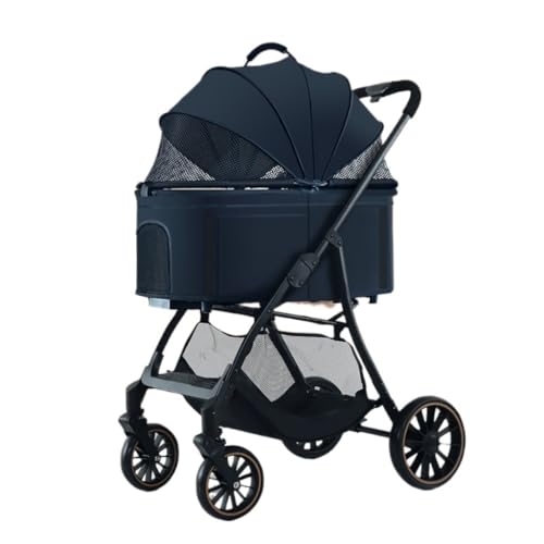 Hunde Kinderwagen Haustier-Kinderwagen, Hunde- Und Katzen-Kinderwagen, Kleiner Haustier-Kinderwagen for Den Außenbereich, Leicht, Abnehmbar Und Faltbar Katzen Kinderwagen(Black) von YGDYFDC