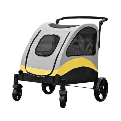 Hunde Kinderwagen Haustier-Kinderwagen, Hunde- Und Katzen-Kinderwagen for Outdoor-Reisen, Leichter Faltbarer Hunde-Kinderwagen, Haustier-Kinderwagen Katzen Kinderwagen(Yellow) von YGDYFDC