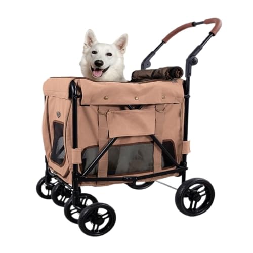 Hunde Kinderwagen Haustier-Kinderwagen, Leichter Faltbarer Hunde-Kinderwagen, Freistehender Kinderwagen, Katzenausflug-Kinderwagen, Tragbarer Hunde-Kinderwagen Katzen Kinderwagen(Orange) von YGDYFDC