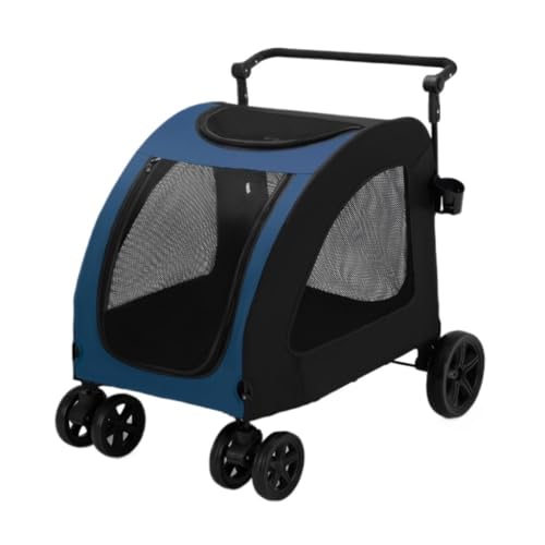 Hunde Kinderwagen Haustier-Kinderwagen, Multifunktionaler Haustier-Kinderwagen, Outdoor-Reise-Hundewagen, Tragbarer, Faltbarer Haustier-Kinderwagen, Leicht Katzen Kinderwagen(Blue) von YGDYFDC