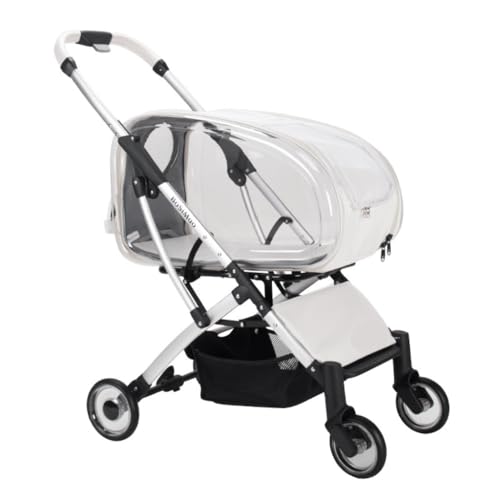 Hunde Kinderwagen Haustier-Kinderwagen, zusammenklappbar, geeignet for Katzen und Hunde, Leichter und atmungsaktiver Haustier-Kinderwagen Katzen Kinderwagen(Clear) von YGDYFDC