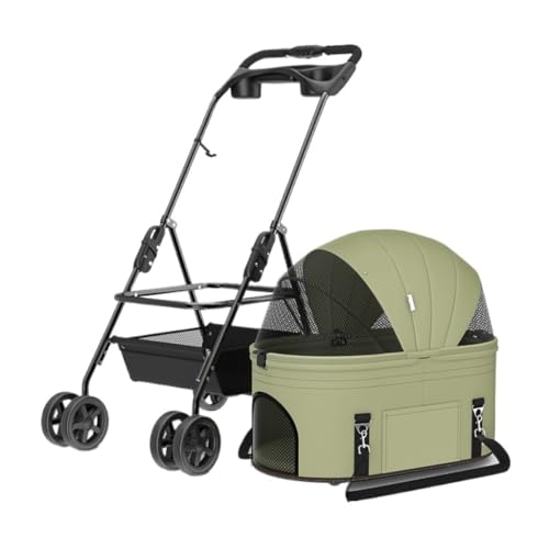 Hunde Kinderwagen Haustier-Kinderwagen-Tasche, Getrennt, Universal-Rad, Haustier-Kinderwagen, Universeller Haustier-Kinderwagen, Zusammenklappbarer Reise-Hunde-Kinderwagen Katzen Kinderwagen(Green) von YGDYFDC