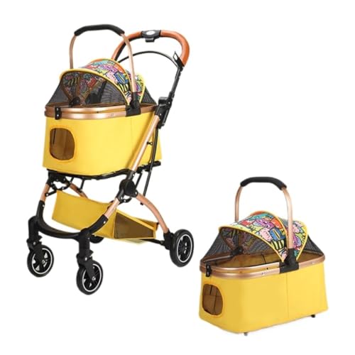 Hunde Kinderwagen Haustier-Wagen, Katzen- Und Hunde-Kinderwagen, Hunde- Und Katzen-Kinderwagen, Kleiner Ausflug, Leichter, Zusammenklappbarer Haustier-Kinderwagen For Den Außenbereich Katzen Kinderwag von YGDYFDC