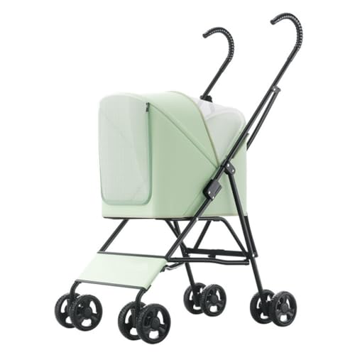 Hunde Kinderwagen Leichter, Faltbarer Haustier-Kinderwagen for Gassigehen Mit Hunden Und Katzen, Kleiner Haustier-Kinderwagen for Schnellen Abholen Katzen Kinderwagen(Green) von YGDYFDC