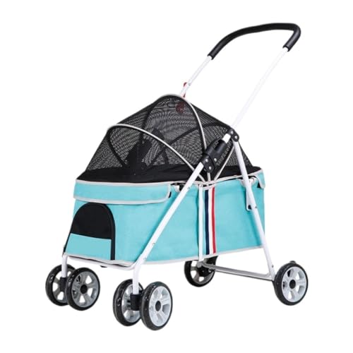 Hunde Kinderwagen Leichter Kinderwagen for Haustiere, Atmungsaktiver Kinderwagen for Kleine Und Mittlere Haustiere, Faltbarer Kinderwagen for Welpen Katzen Kinderwagen(Blue) von YGDYFDC