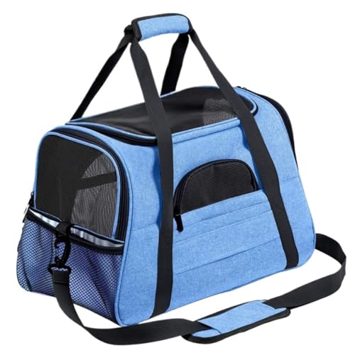 Katzentasche Katzentasche, Ausflugstasche, Tragbar, for Kleine Haustiere, Atmungsaktive Tasche, Katzenauto, Faltbare Schulter, Tragbare Haustiertasche Haustierkäfig(Blue,A(52 * 25 * 35cm)) von YGDYFDC