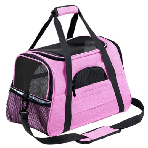 Katzentasche Katzentasche, Ausflugstasche, Tragbar, for Kleine Haustiere, Atmungsaktive Tasche, Katzenauto, Faltbare Schulter, Tragbare Haustiertasche Haustierkäfig(Pink,A(52 * 25 * 35cm)) von YGDYFDC