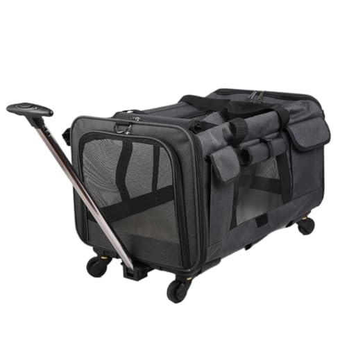 Katzentasche Katzentasche, Trolley-Koffer, Fließheck, Multi-Katze, Zwei Kleine Und Mittelgroße Hunde, Reisetasche, Atmungsaktives Haustier Haustierkäfig(Black) von YGDYFDC