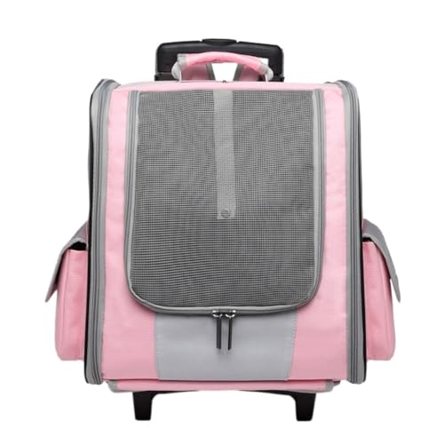 Katzentasche Modische Und Vielseitige Haustier-Trolley-Tasche, Rucksack-Hundetasche, Atmungsaktive Outdoor-Reise-Katzen-Trolley-Tasche Haustierkäfig(Pink) von YGDYFDC