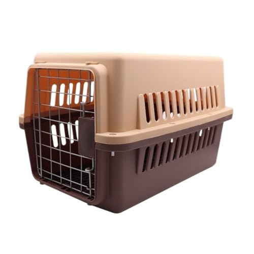 Katzentasche Pet Airline Box Automontierter Hundekäfig, Pet Outdoor Dog Airline Box, Tragbare Katzenbox for Reisen, Kleiner Hundekäfig Haustierkäfig(Brown) von YGDYFDC