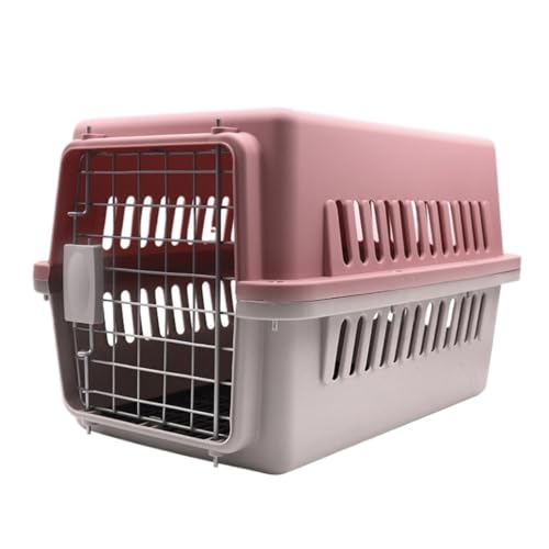 Katzentasche Pet Airline Box Automontierter Hundekäfig, Pet Outdoor Dog Airline Box, Tragbare Katzenbox for Reisen, Kleiner Hundekäfig Haustierkäfig(Pink) von YGDYFDC