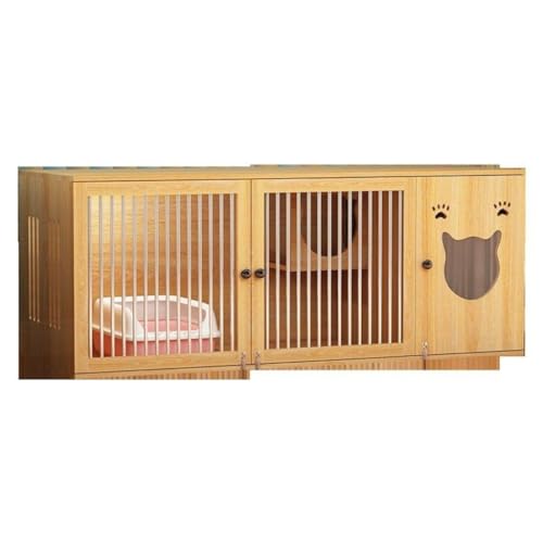 Luxus-Katzenhaus Katzennest und Katzenkäfig Villa Massivholz Luxus Dreistöckiger Haushalts-Katzenzimmerschrank Vier-Jahreszeiten-Universal-Katzenhaus Cat House(60 * 120 * 60cm) von YGDYFDC