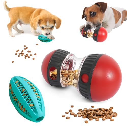 Hunde Intelligenzspielzeug, 2 Stück Intelligenzspielzeug für Hunde Interaktives Hundespielzeug Intelligenz Slow Feeder Ball für Hunde, Rollender Leckerli Spender Snackball für Kleine Mittlere Hunde von YGKYMVW