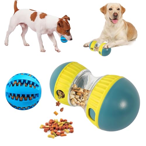 YGKYMVW Hunde Intelligenzspielzeug, 2 Stück Intelligenzspielzeug für Hunde Interaktives Hundespielzeug Intelligenz Slow Feeder Ball, Rollender Leckerli Spender Snackball für Kleine Mittlere(Green) von YGKYMVW