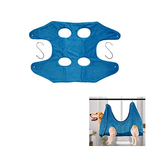 YGMXZL Haustier Hängematte,Pflege Hängematte für Hunde und Katzen,2 In 1 Haustier Badetuch Trockentuch,Haustierpflege,Hängematte,zum Baden,Waschen,Pflegen,Trimmen von Nägeln (L, Blau) von YGMXZL