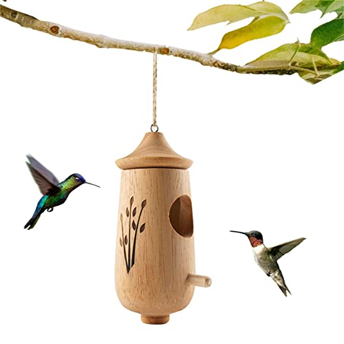 YGMXZL Natürliches Holz Kolibri Haus,Holz Vogelhäuser Kolibri Nest,Häuser Dekoration für Schwalben,Hängendes Kolibri Nesthaus für Garten hängend im Freien (A) von YGMXZL