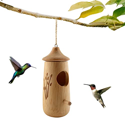 YGMXZL Natürliches Holz Kolibri Haus,Holz Vogelhäuser Kolibri Nest,Häuser Dekoration für Schwalben,Hängendes Kolibri Nesthaus für Garten hängend im Freien (B) von YGMXZL