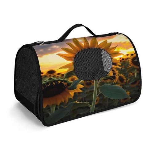 Haustier-Handtasche, Bauernhof-Sonnenblume, modische Hundetragetasche, Haustier-Tragetasche, Reise-Haustier-Handtasche für Katzen und kleine Hunde von YHEGBFD