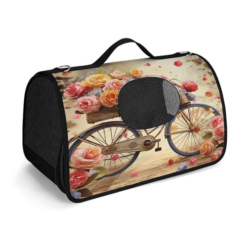 Haustier-Handtasche, Blumen-Fahrrad, modische Hundetasche, kleine Haustier-Tragetasche, Haustier-Tragetasche, Reise-Haustier-Handtasche für Katzen und kleine Hunde von YHEGBFD