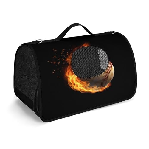 Haustier-Handtasche, Feuer-Baseball-Design, modische Hundetragetasche, Haustier-Tragetasche, Reise-Haustier-Handtasche für Katzen und kleine Hunde von YHEGBFD