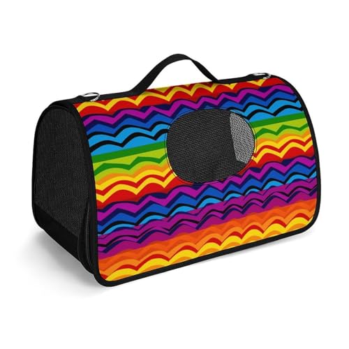 Haustier-Handtasche, Gay Pride Regenbogen-Muster, modische Hundetragetasche, kleine Haustier-Tragetasche, Haustier-Tragetasche, Reise-Handtasche für Katzen und kleine Hunde von YHEGBFD