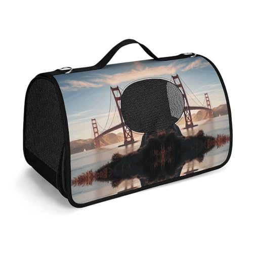 Haustier-Handtasche, Golden Gate Bridge, modische Hundetragetasche, kleine Haustier-Tragetasche, Haustier-Tragetasche, Reise-Handtasche für Katzen und kleine Hunde von YHEGBFD