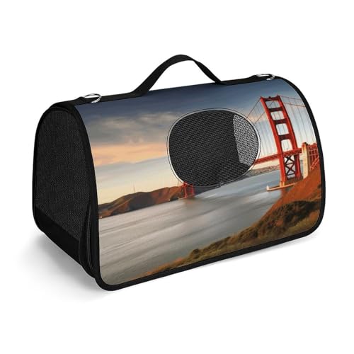 Haustier-Handtasche, Golden Gate Bridge, modische Hundetragetasche, kleine Haustier-Tragetasche, Haustier-Tragetasche, Reise-Handtasche für Katzen und kleine Hunde von YHEGBFD