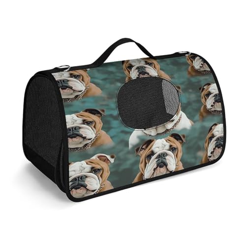 Haustier-Handtasche, lustige englische Bulldogge, modische Hundetasche, kleine Haustier-Tragetasche, Haustier-Tragetasche, Reise-Handtasche für Katzen und kleine Hunde von YHEGBFD