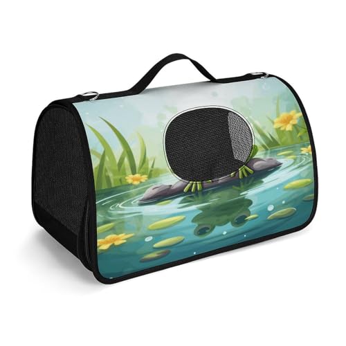 YHEGBFD Haustier-Handtasche, Frosch im Teich, modische Hundetragetasche, kleine Haustier-Tragetasche, Haustier-Tragetasche, Reise-Handtasche für Katzen und kleine Hunde von YHEGBFD