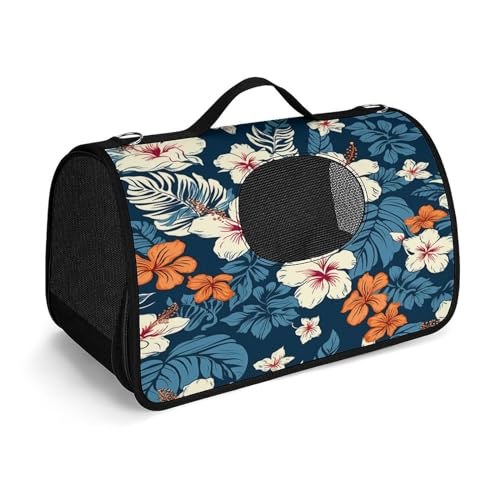 YHEGBFD Haustier-Handtasche, Hawaii-Blume, modische Hundetragetasche, kleine Haustier-Tragetasche, Haustier-Tragetasche, Reise-Handtasche für Katzen und kleine Hunde von YHEGBFD