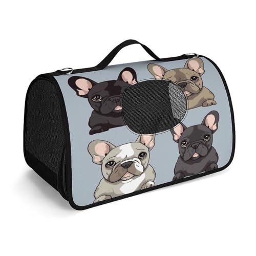 YHEGBFD Haustier-Handtasche, französische Bulldogge, modische Hundetasche, kleine Haustier-Tragetasche, Haustier-Tragetasche, Reise-Handtasche für Katzen und kleine Hunde von YHEGBFD