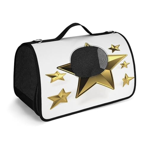 YHEGBFD Haustier-Handtasche, goldfarbener Stern, modische Hundetragetasche, kleine Haustier-Tragetasche, Haustier-Tragetasche, Reise-Handtasche für Katzen und kleine Hunde von YHEGBFD