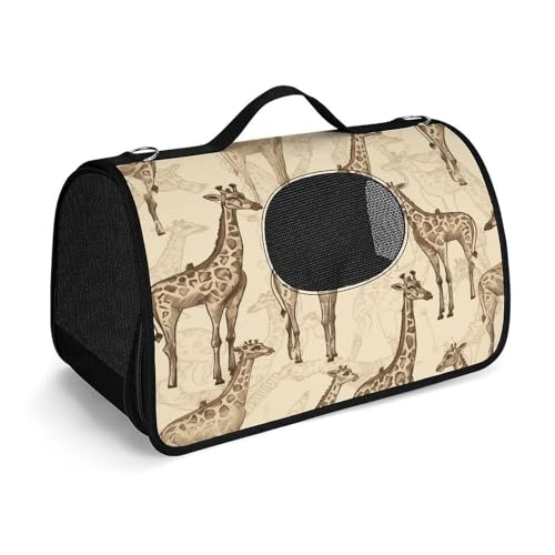 YHEGBFD Haustier-Handtasche, handgezeichnete Giraffen, modische Hundetragetasche, kleine Haustier-Tragetasche, Haustier-Tragetasche, Reise-Handtasche für Katzen und kleine Hunde von YHEGBFD