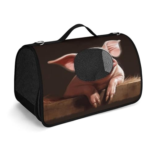 YHEGBFD Haustier-Handtasche, niedliches Schwein, modische Hundetragetasche, kleine Haustier-Tragetasche, Haustier-Tragetasche, Reise-Handtasche für Katzen und kleine Hunde von YHEGBFD