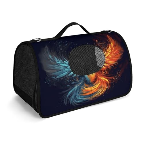 YHEGBFD Phoenix Haustier-Handtasche, Feuer- und Wasser-Tragetasche, modische Tragetasche für kleine Haustiere, Haustier-Tragetasche, Reise-Handtasche für Katzen und kleine Hunde von YHEGBFD