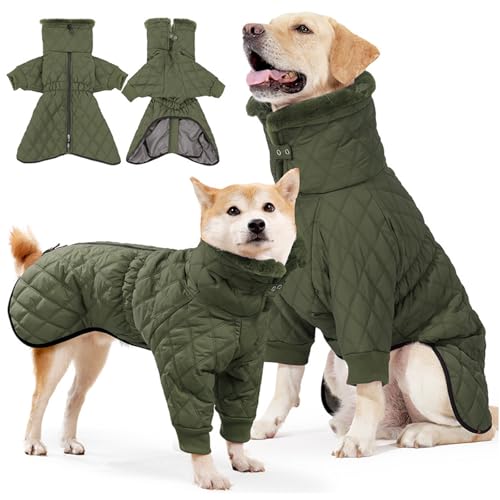 Hundemantel Winter Wasserdicht und Warm, Winterjacken & Wintermäntel für Hunde mit Reißverschluss, Polyester Für Kleine Mittelgroße und Große Hunde(Green,M) von YHXAIQ